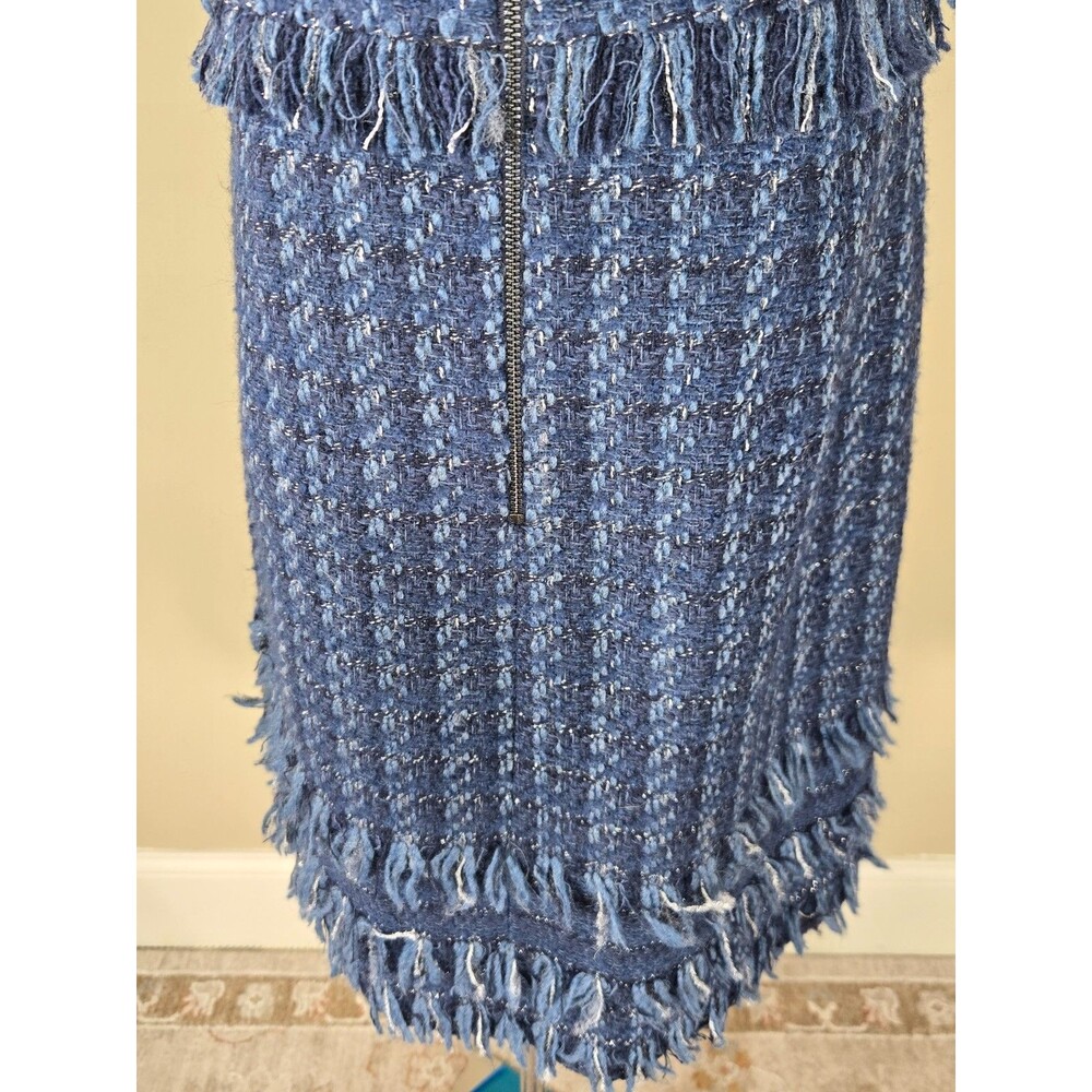 Kate Spade New York Jasmine Blue Madison Ave Tweed Fringe Dress US 12 - Picture 7 of 14